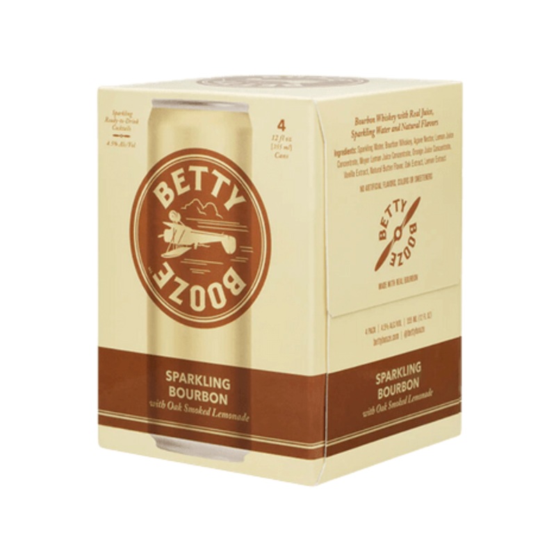 BETTY BOOZE Sparkling Bourbon With Oak Smoked Lemonade 4 Pack