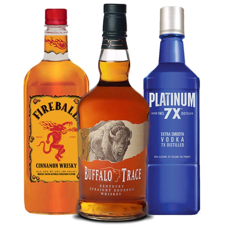 Buffalo Trace & Fireball & Platinum 7x - Party Bundle  Happy's Liquor The Best