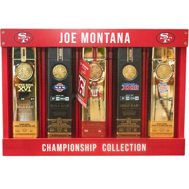 Gold Bar Joe Montana Championship Collection American Whiskey Box Set 750ml 5-Pack