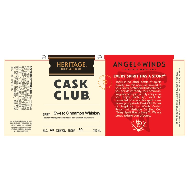 Heritage Distilling Co. Cask Club Sweet Cinnamon Whiskey