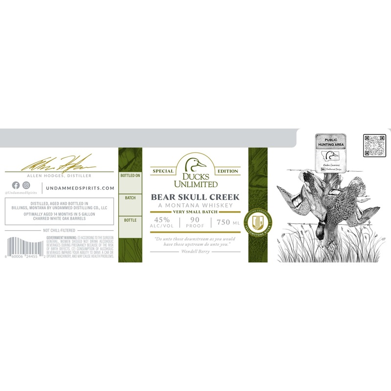 Undammed Bear Skull Creek Montana Whiskey Ducks Unlimited Edition