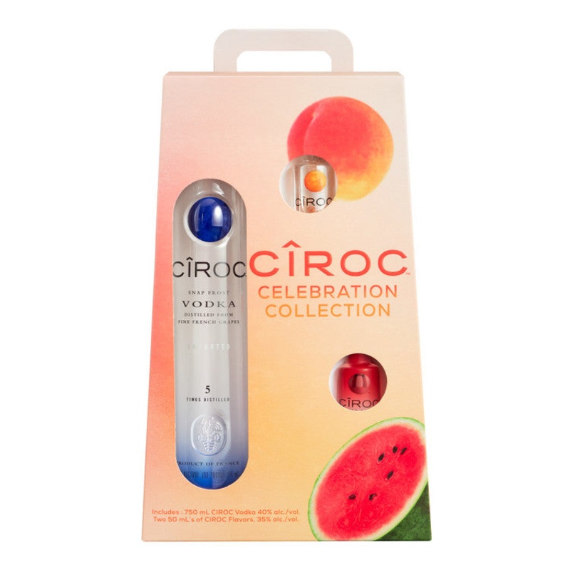 CIROC VODKA SNAP FROST 80 W/ 1 EACH 50ML PEACH 70 & SUMMER WATERMELON 70 750ML