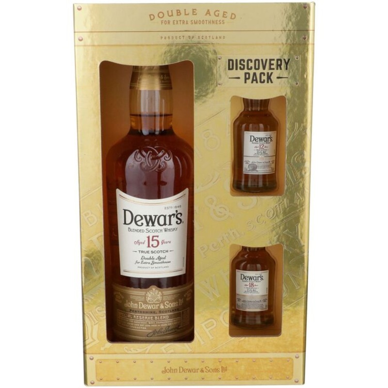 DEWAR'S BLENDED SCOTCH SPECIAL RESERVE BLEND 15 YR 80 W/ 1 EACH 50ML SPECIAL RESERVE BLEND 12 YR & SPECIAL RESERVE BLEND 18 YR 750ML
