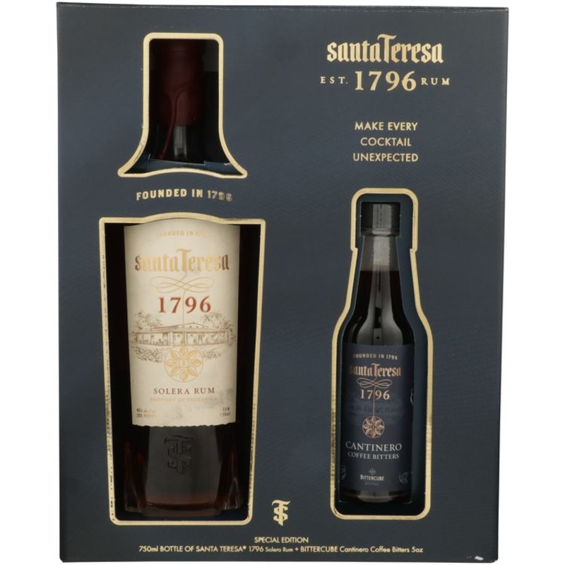 SANTA TERESA AGED RUM 1796 SOLERA 80 W/CANTINERO COFFEE BITTERS 750ML