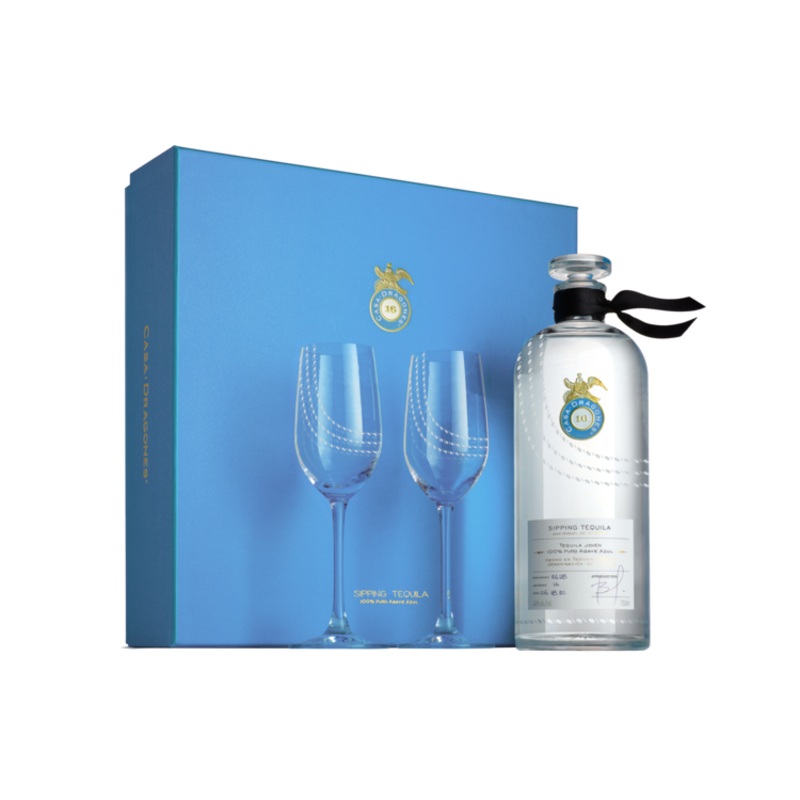 CASA DRAGONES TEQUILA JOVEN 80 W/ 2 GLASSES 750ML