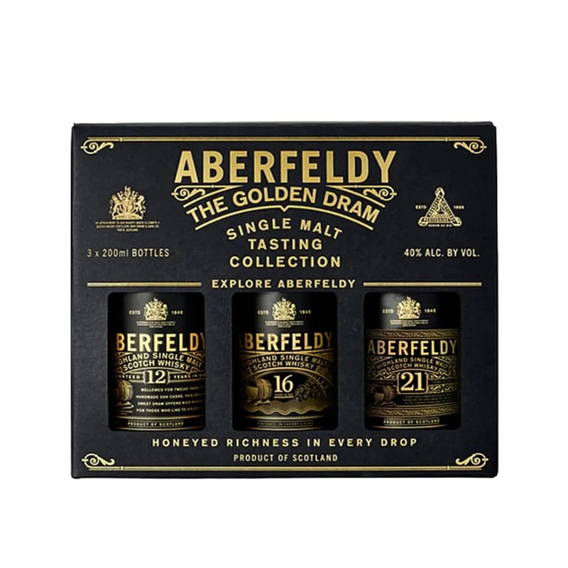 Aberfeldy The Golden Dram 12, 16 & 21 Year Old Tasting Collection, 20 cl