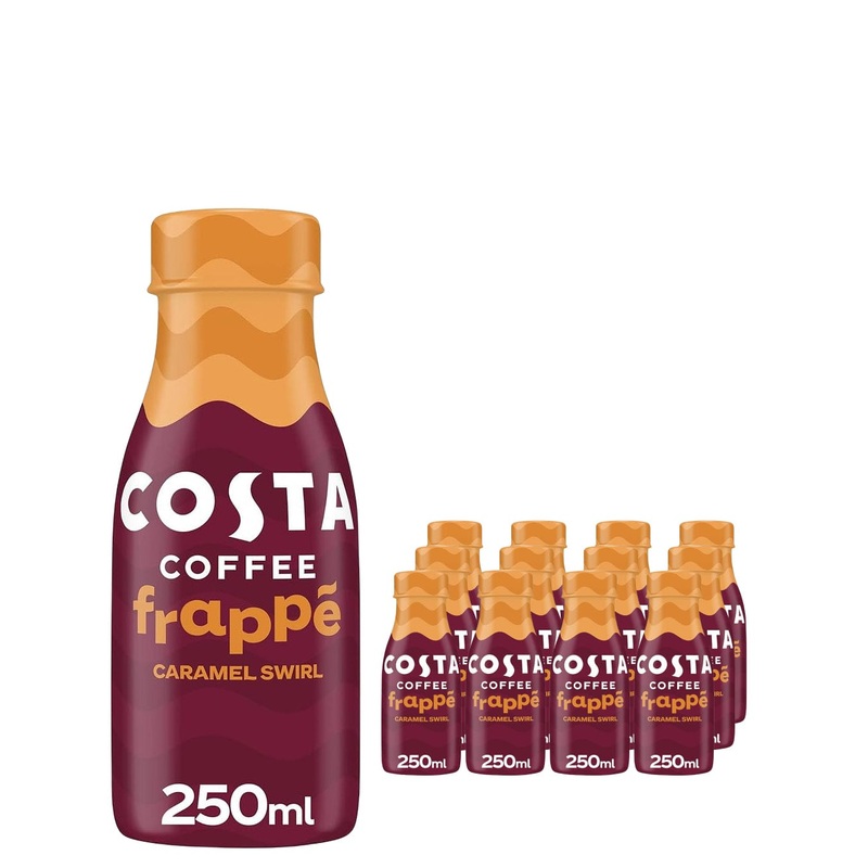 Costa Coffee Frappe Caramel Swirl Plastic Bottle Iced Coffee, 12 x 250 ml