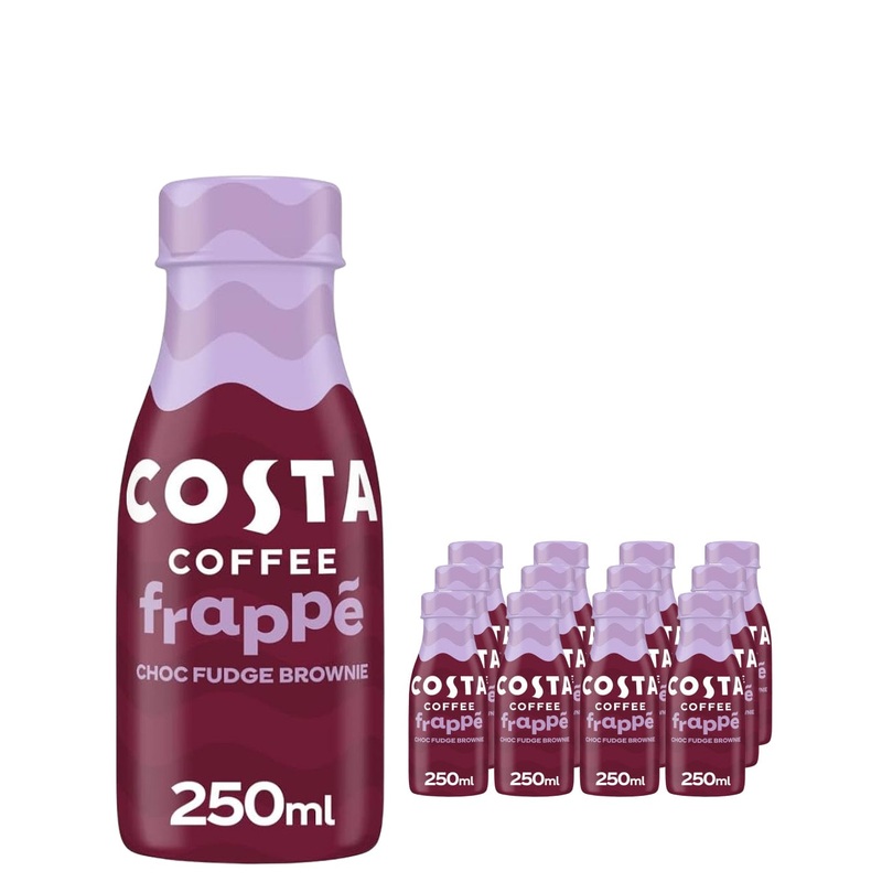 Costa Coffee Frappe Choc Fudge Brownie Plastic Bottle Iced Coffee, 12 x 250 ml