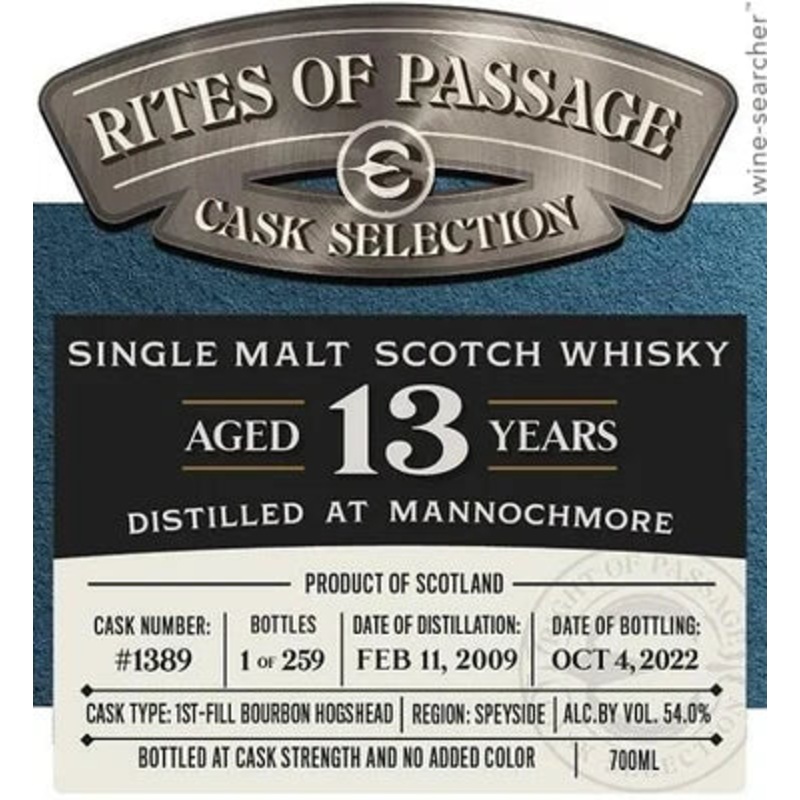 Rites Of Passage Mannochmore 13 Yr Single Malt Whiskey 750ml