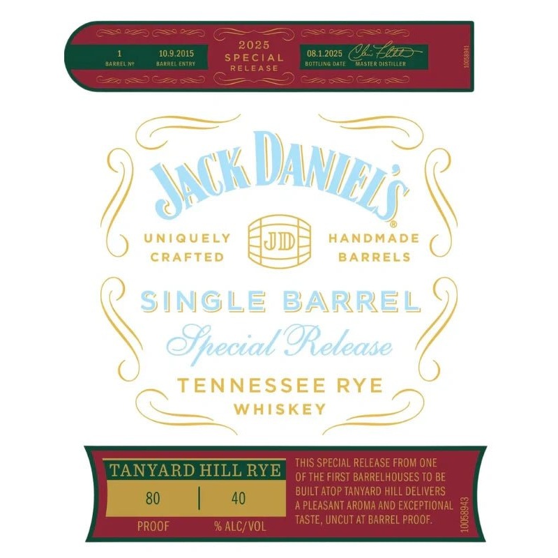 Jack Daniels Single Barrel 2025 Special Release Tanyard Hill Rye