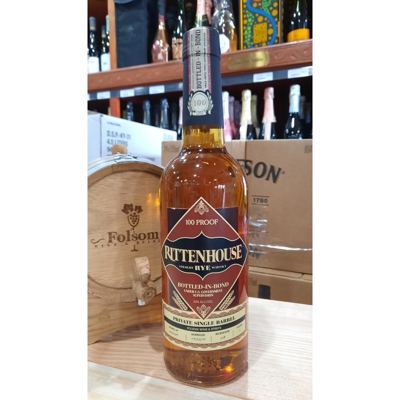 Rittenhouse Bottled In Bond Folsom Wine & Spirits Single Barrel Pick Straight Rye Whisky 750ml