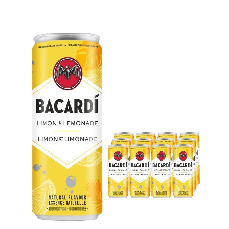Bacardi Limon & Lemonade Rum Premixed Drink Can Multipack, 12 x 250 ml