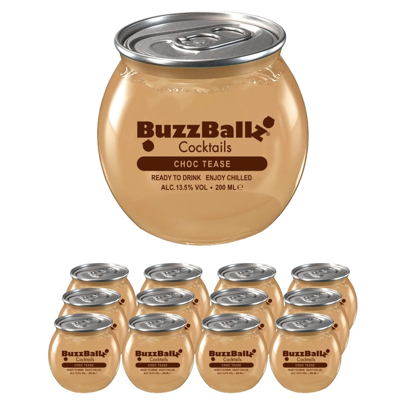 BuzzBallz Choc Tease Cocktail Multipack, 12 x 200 ml