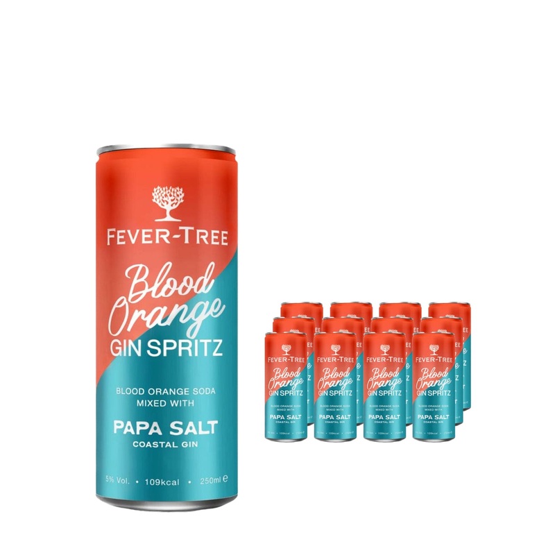 Fever-Tree & Papa Salt Blood Orange Gin Spritz Premixed Drink Multipack, 12 x 250 ml