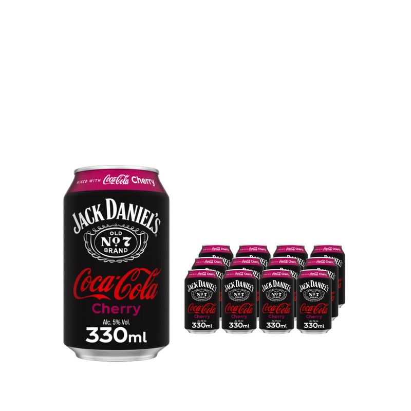 Jack Daniel's Whiskey & Coca Cola Cherry Premixed Can Multipack, 12 x 330 ml