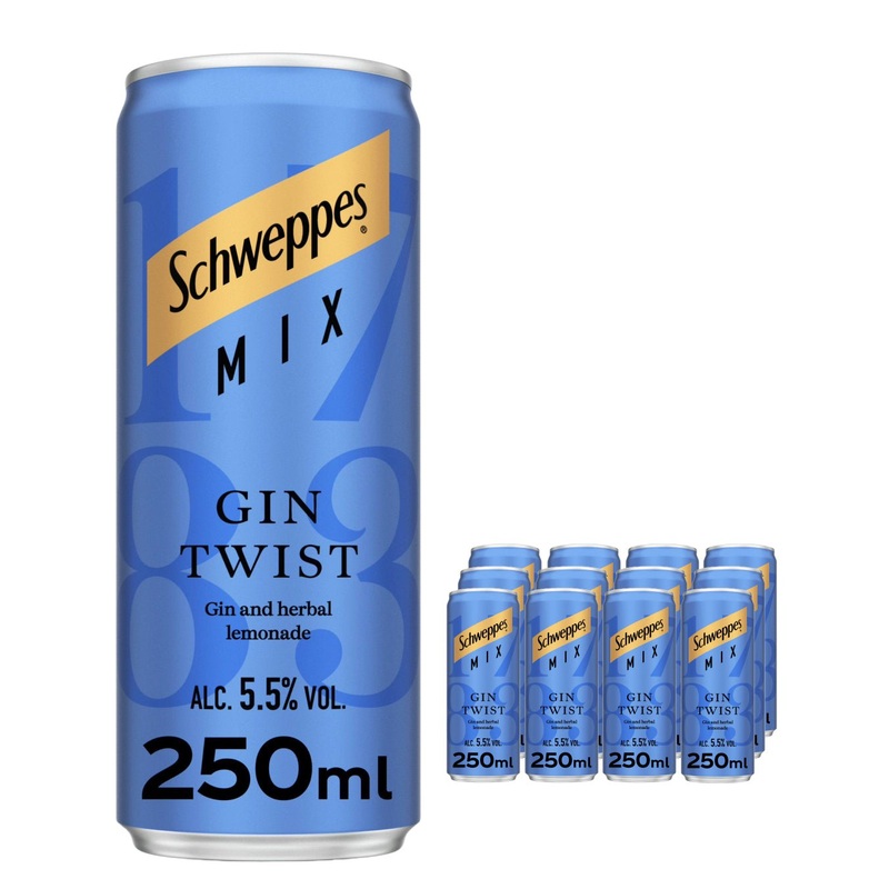 Schweppes Mix Gin Twist Premixed Drink Multipack, 12 x 250 ml