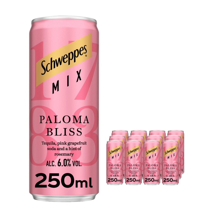 Schweppes Mix Paloma Bliss Premixed Drink Multipack, 12 x 250 ml