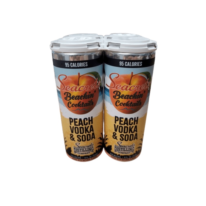SEACRETS PEACH VODKA SODA RTD 4PK