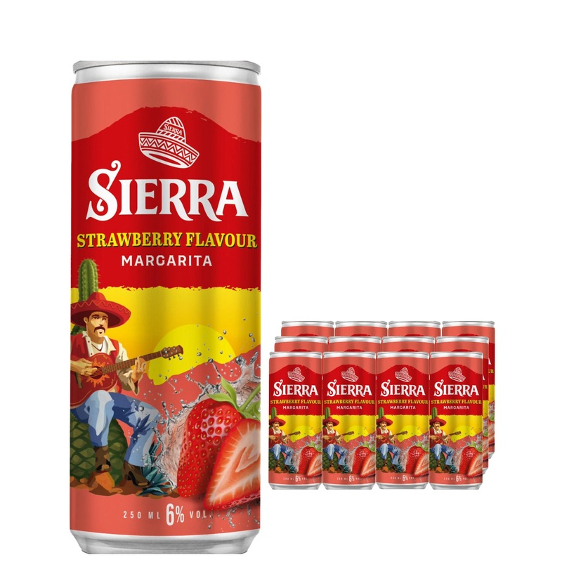 Sierra Margarita Strawberry Premixed Drink Multipack, 12 x 250 ml