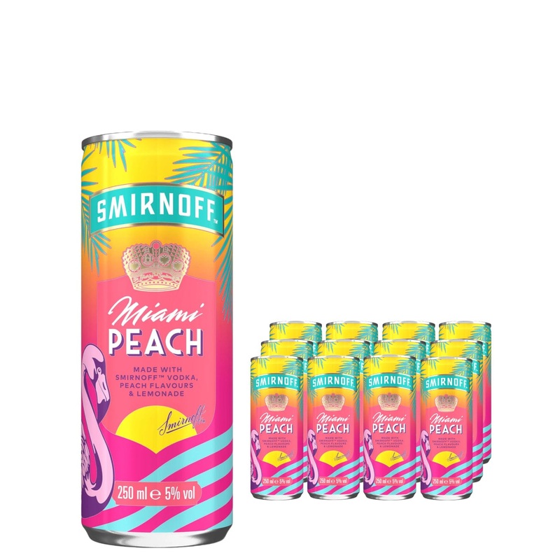 Smirnoff Miami Peach Premixed Can Multipack, 12 x 250 ml