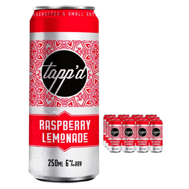 Tapp'd Raspberry Lemonade Premixed Cans Multipack, 12 x 250 ml