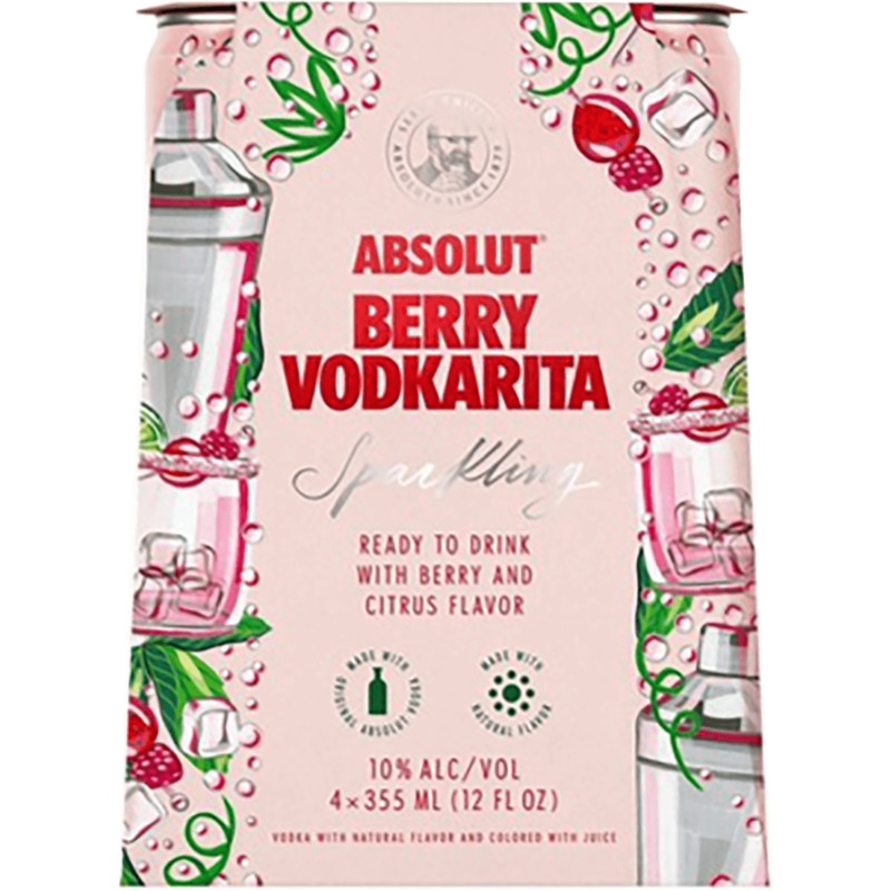 Absolut Cocktails Berry Vodkarita 12oz 4 Pack Cans