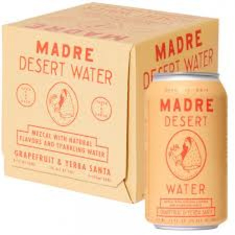 Madre Desert Water Mezcal With Natural Flavours And Sparkling Water Grapefruit And Yerba Santa 12oz 4pack