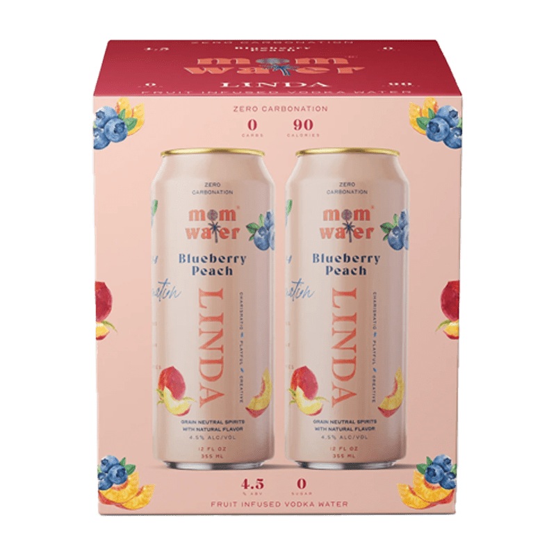 Mom Water Linda - Blueberry Peach Cocktail 12.oz 4 Pack