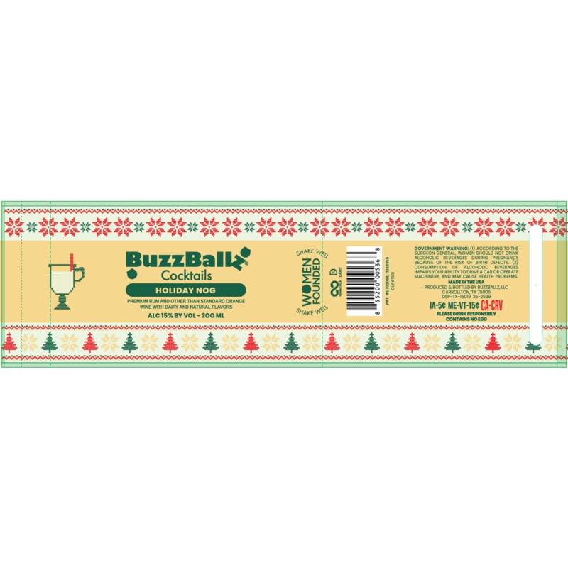BuzzBallz Cocktails Holiday Nog 200ml