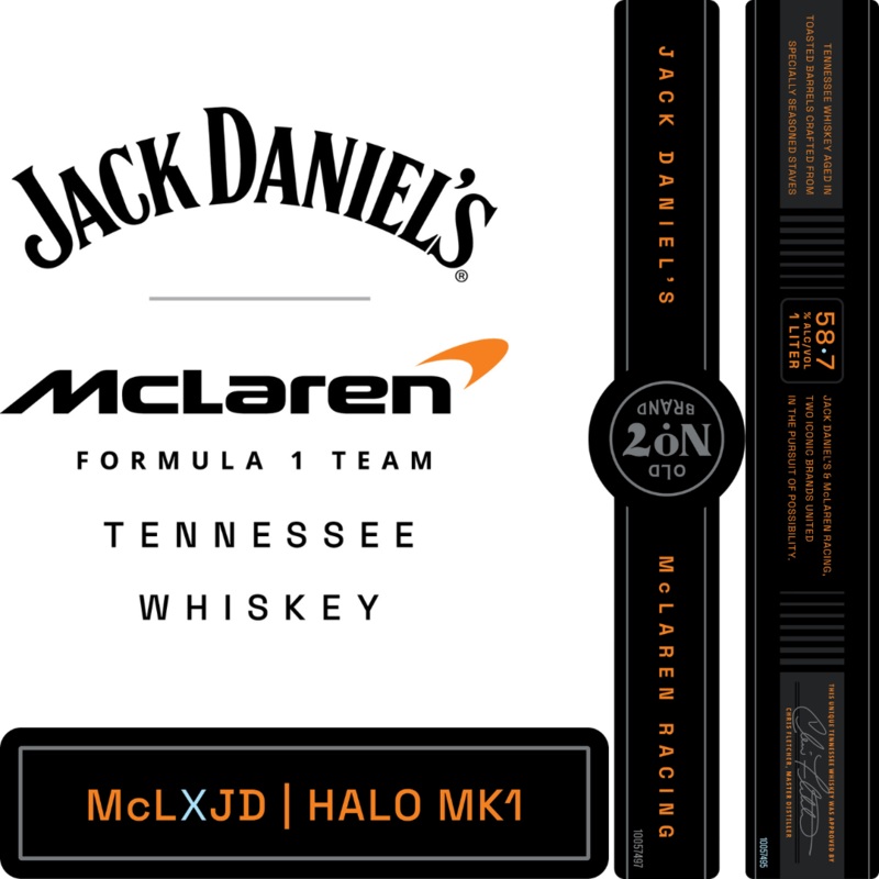 Jack Daniels McLaren Racing HALO MK1 Limited Edition Tennessee Whiskey 1L