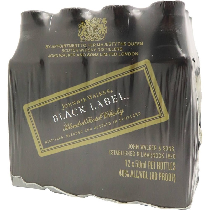 Johnnie Walker Black Blended Scotch Whisky 50ml 12pk