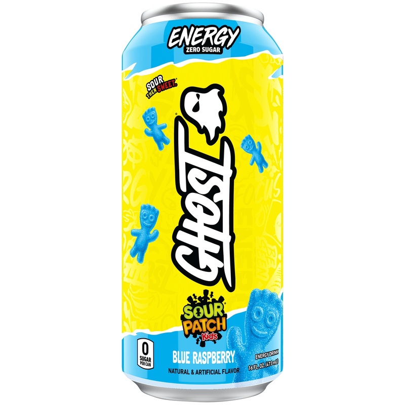 Ghost Sour Patch Kids Blue Raspberry 12 Pack (16 oz Cans)