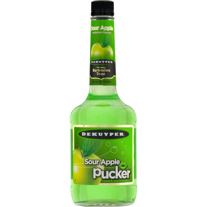 DEKUYPER PUCKER SOUR APPLE SCHNAPPS 750ML