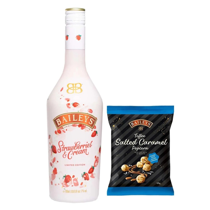 Baileys Strawberries & Cream & Baileys Salted Caramel Popcorn Bundle, 70 cl