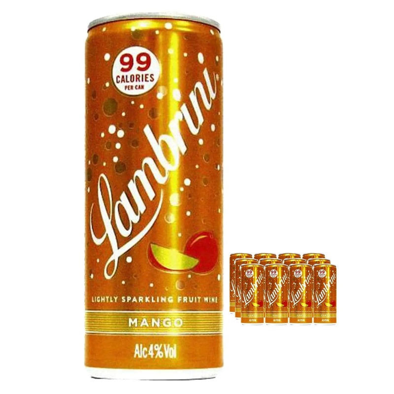 Lambrini Mango Slightly Sparkling Fruit Wine Can Multipack, 24 x 250 ml