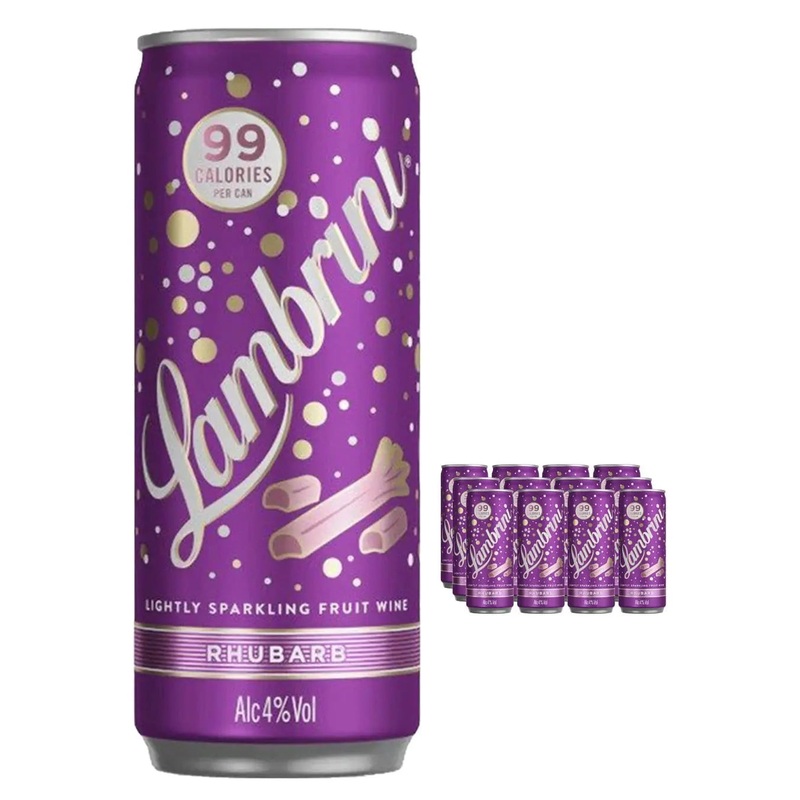 Lambrini Rhubarb & Ginger Slightly Sparkling Fruit Wine Can Multipack, 12 x 250 ml