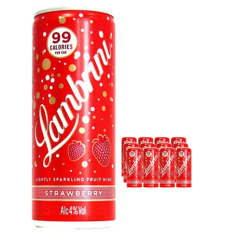 Lambrini So Strawberry Slightly Sparkling Fruit Wine Can Multipack, 12 x 250 ml