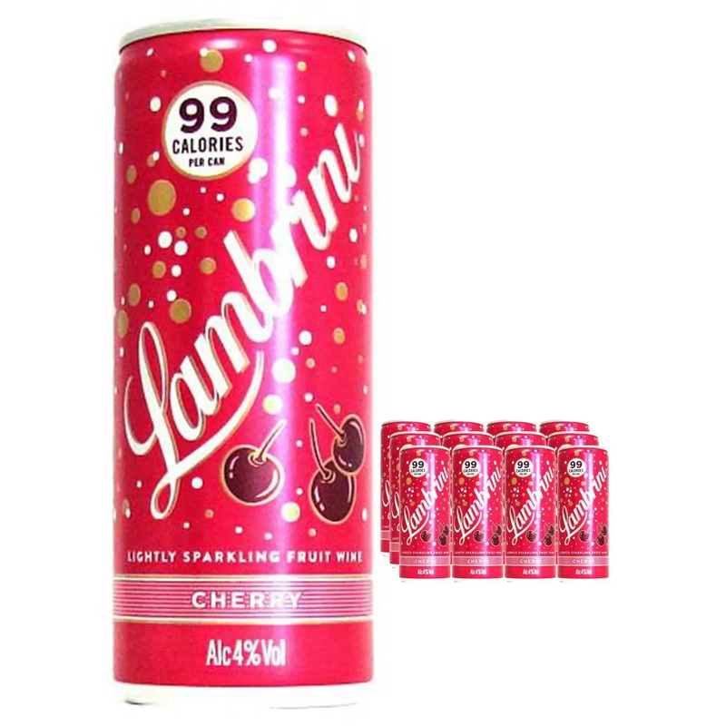 Lambrini Very Cherry Slightly Sparkling Fruit Wine Can Multipack, 12 x 250 ml