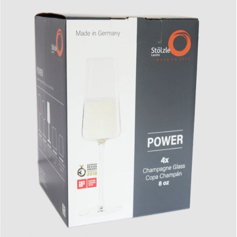 Power Champagne Flute 8 oz - Set of 4
