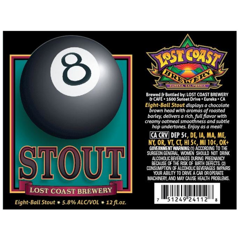 LOST COAST EIGHT BALL STOUT 4/6PK 12 oz (24)