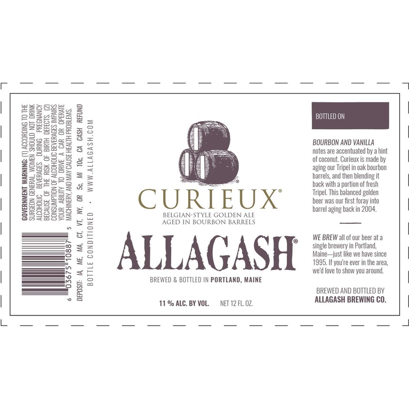 ALLAGASH CURIEUX BOURBON BARREL AGED TRIPEL 750 mL (12)