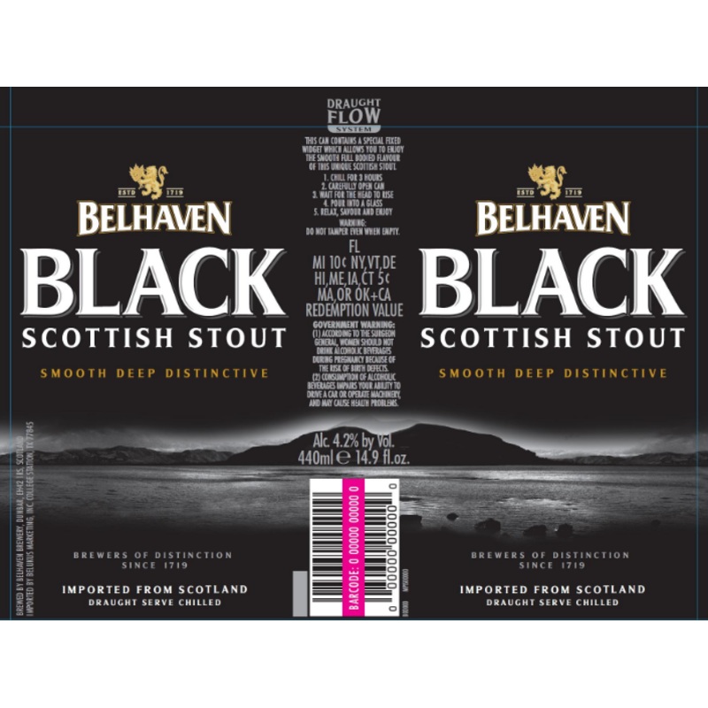 BELHAVEN BLACK STOUT PUB CANS 6/4PK 14.9 oz (24)