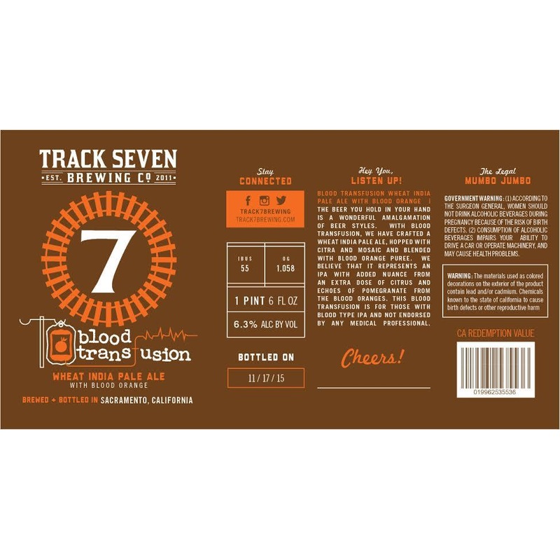 TRACK 7 BLOOD TRANSFUSION BLOOD ORANGE IPA 4/6PK CANS 12 oz (24)