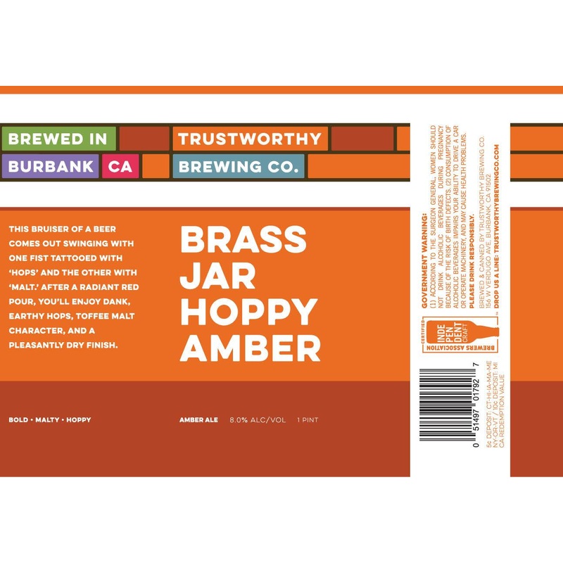 TRUSTWORTHY BRASS JAR HOPPY AMBER 6/4PK CANS 16 oz (24)