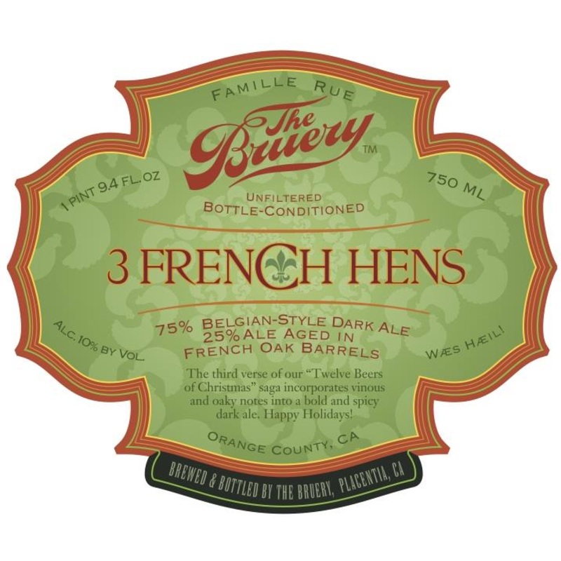 BRUERY 3 FRENCH HENS OAKED BELGIAN-STYLE DARK ALE 750 mL (12)