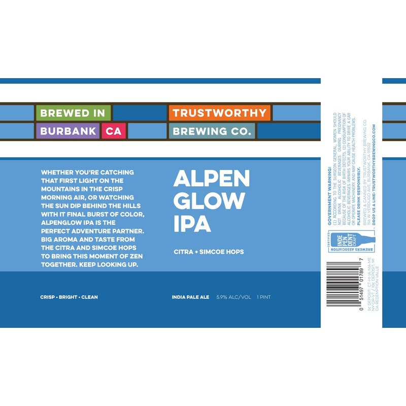 TRUSTWORTHY ALPENGLOW IPA 6/4PK CANS 16 oz (24)