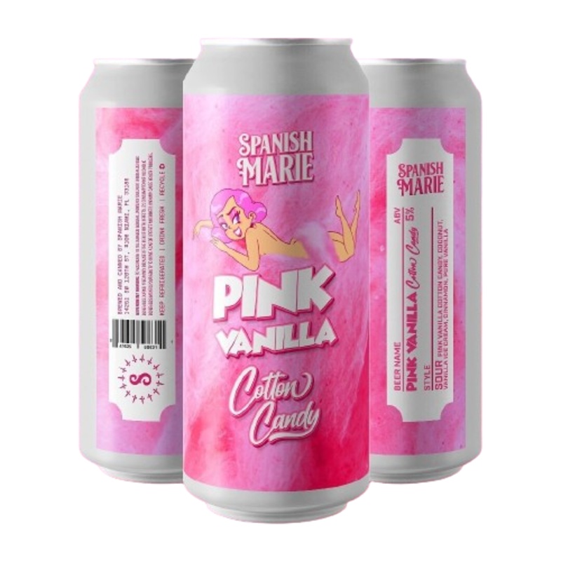 Spanish Marie Cotton Candy. Pink Vanilla. Sour Ale 16oz