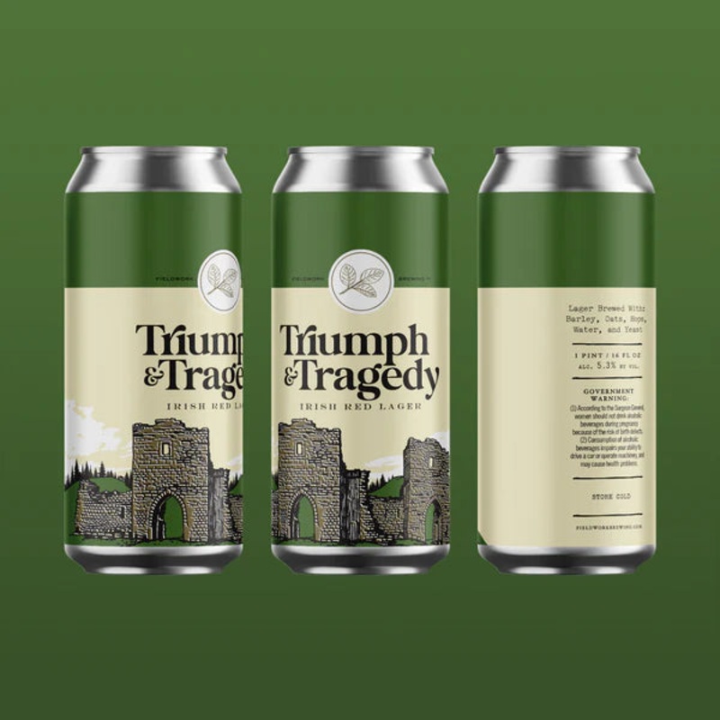 Triumph and Tragedy Irish Red Lager Westcoast IPA by Fieldwork Brewing Company 16oz.