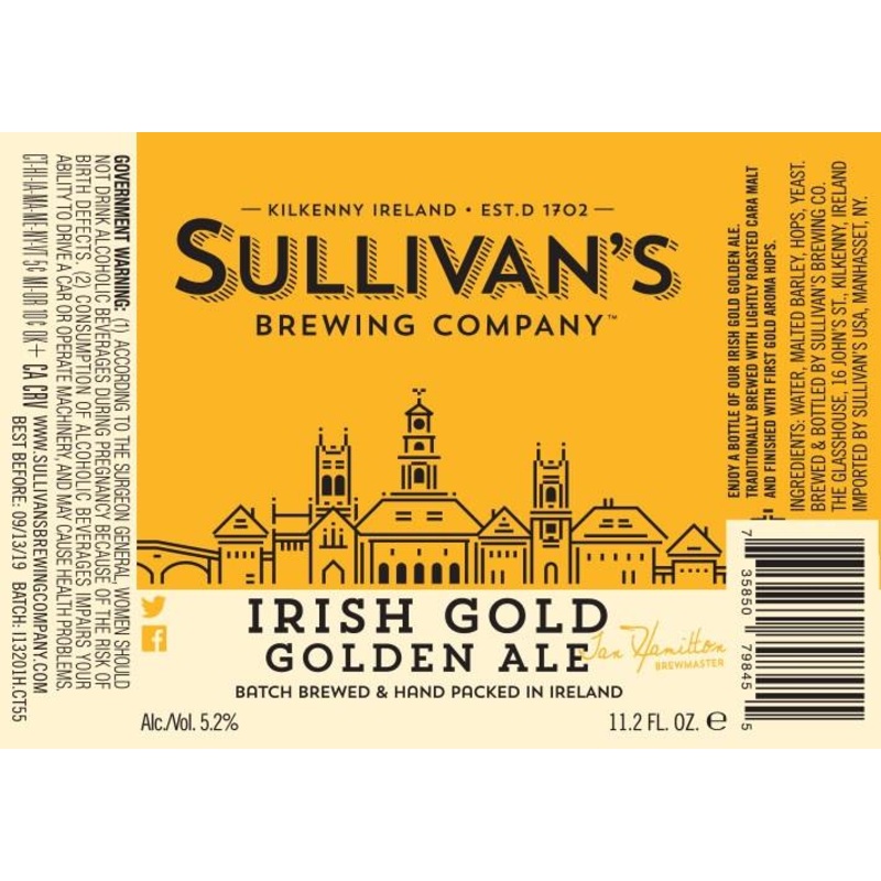 SULLIVAN'S IRISH GOLD GOLDEN ALE 6/4PK CANS 14.9 oz (24 Pack)